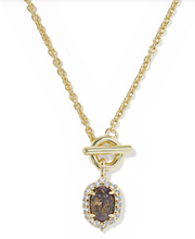 Load image into Gallery viewer, Kendra Scott Daphne Crystal Frame Toggle Necklace -  Gold Bronze Veined Purple Amethyst