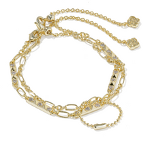 Load image into Gallery viewer, Kendra Scott Fate Set of 2 Delicate Chain Bracelets - Gold White CZ