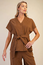 Load image into Gallery viewer, Allie Wrap Waist Tie Top - Camel