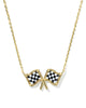 Kendra Scott Checkered Flag Pendant Necklace Gold White Mother of Pearl