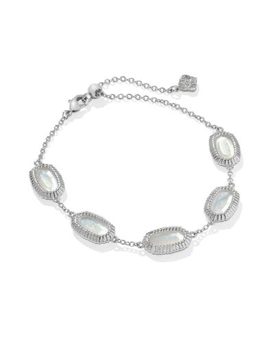Kendra Scott Grayson Silver Ridge Frame Link Bracelet in Ivory Mother of Pearl