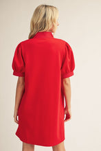 Load image into Gallery viewer, Brittani Puff Sleeve Dress - Red