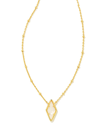 Kendra Scott Kinsley Gold Short Pendant Necklace in Ivory Mother of Pearl