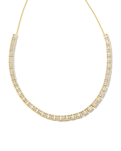 Kendra Scott Gracie Gold Tennis Necklace in White Crystal