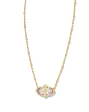 Load image into Gallery viewer, Kendra Scott Elisa Gold Flower Petal Frame Short Pendant Necklace in Pastel Mix