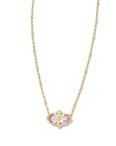 Kendra Scott Elisa Gold Flower Petal Frame Short Pendant Necklace in Pastel Mix