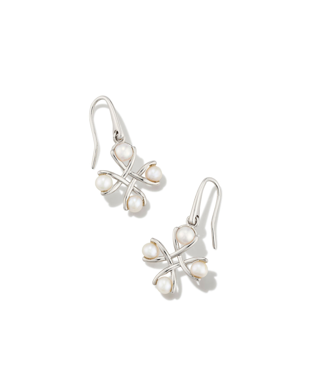 Kendra Scott Everleigh Silver Pearl Drop Earrings in White Pearl