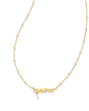 Load image into Gallery viewer, Kendra Scott Mama Script Gold Pendant Necklace in White Pearl