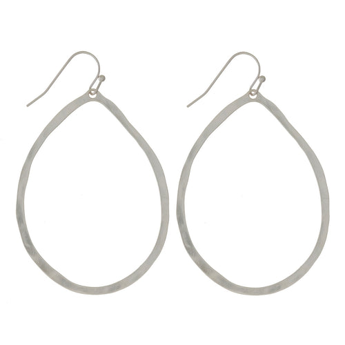 Silver Hammered Teardrop Earrings