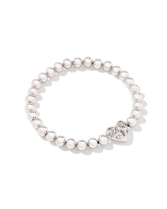 Kendra Scott Holland Silver Heart Stretch Bracelet in White Crystal