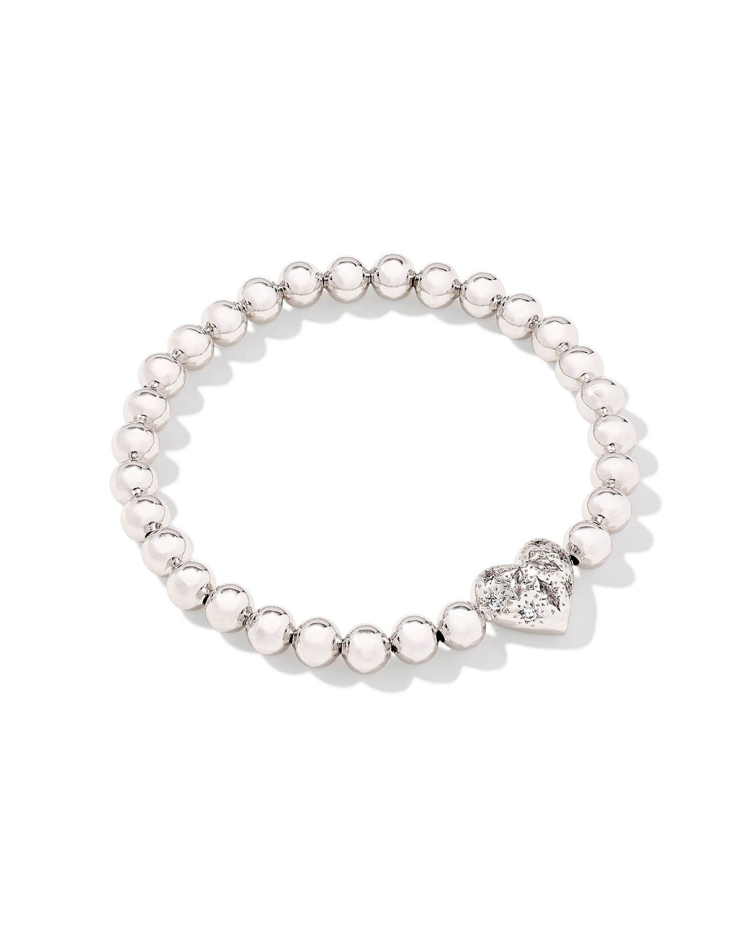 Kendra Scott Holland Silver Heart Stretch Bracelet in White Crystal