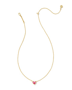 Kendra Scott Framed Ari Heart Gold Short Pendant Necklace in Azalea Illusion
