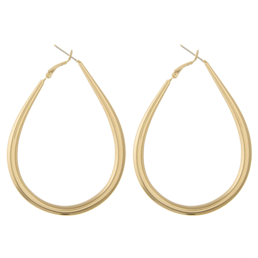 Gold Teardrop Hoop Earrings