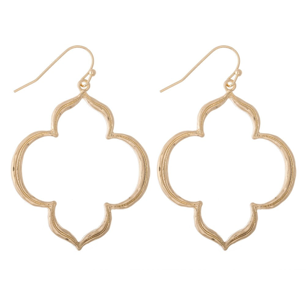 Gold Quatrefoil Drop Earrings