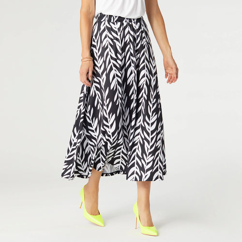 Lucille Long Printed Skirt - Black & White