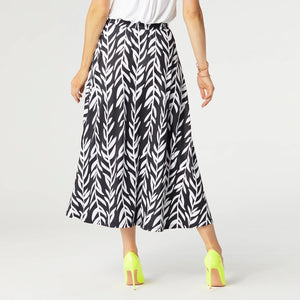 Lucille Long Printed Skirt - Black & White