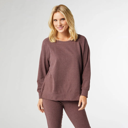 Weekend Brushed Side Zip Pullover - Wine