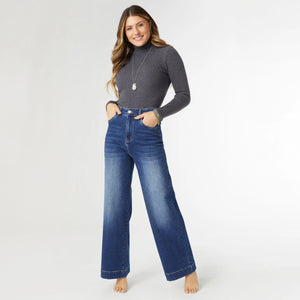 EverStretch High Rise Wide Leg Jeans - Dark Denim