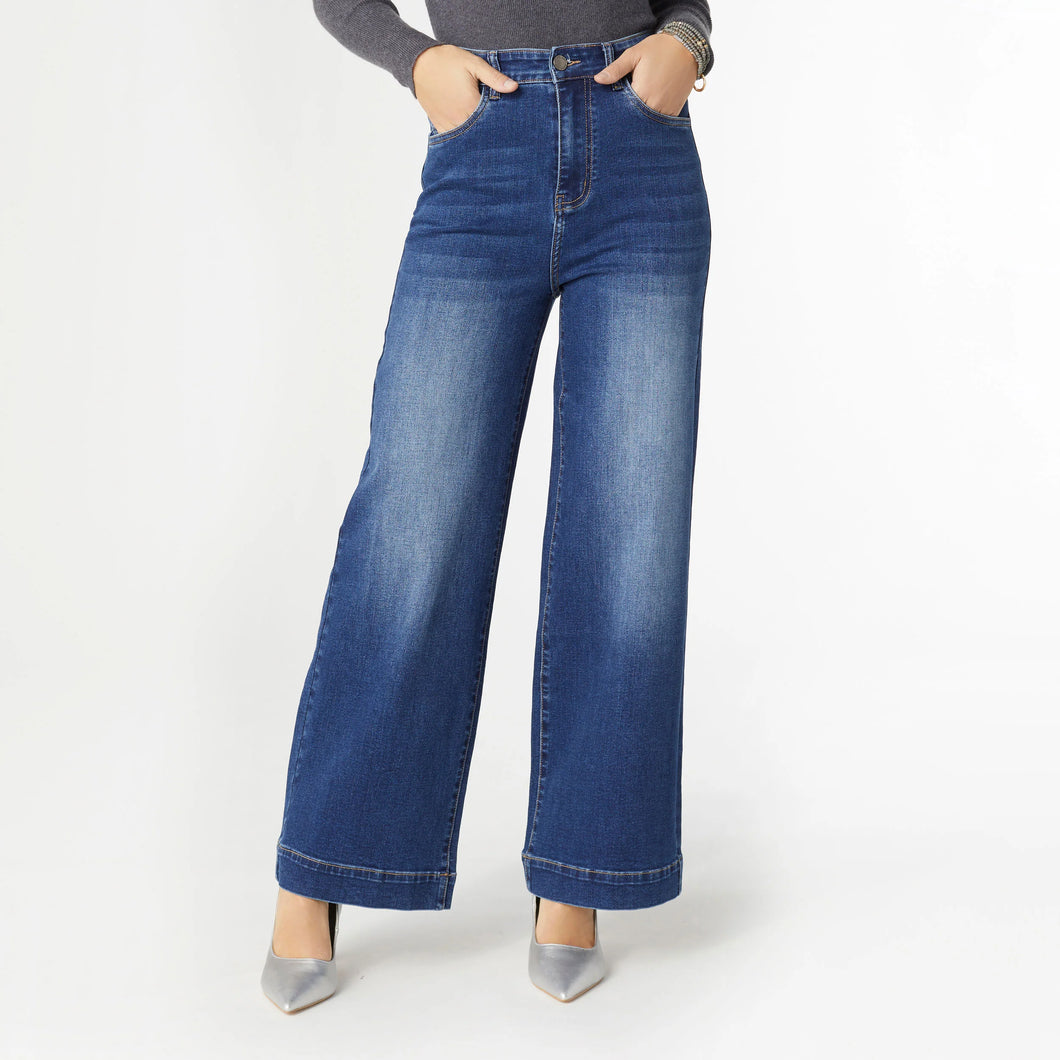 EverStretch High Rise Wide Leg Jeans - Dark Denim