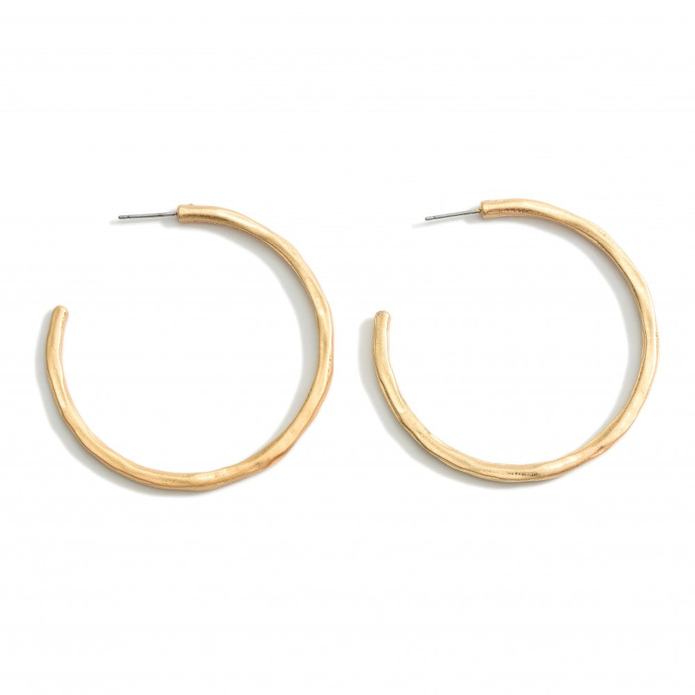 Classy Gold Hammered Hoops