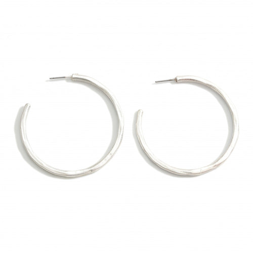 Classy Silver Hammered Hoops