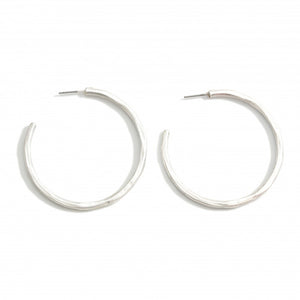 Classy Silver Hammered Hoops