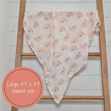 Load image into Gallery viewer, Somewhere Over the Rainbow Muslin Swaddle Blanket