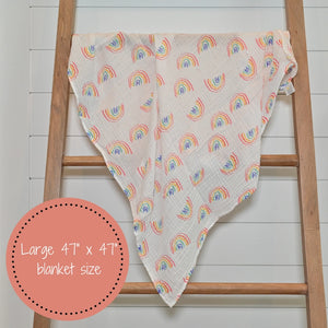 Somewhere Over the Rainbow Muslin Swaddle Blanket