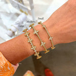 Load image into Gallery viewer, Radiant Cross Station Mini Cuff Bracelet - Gold
