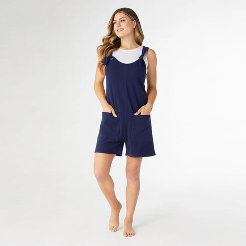 Brushed Ribbed Romper- Navy