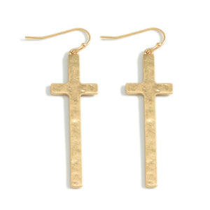 Metal Tone Gold Cross Earrings