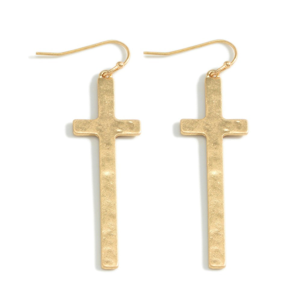 Metal Tone Gold Cross Earrings