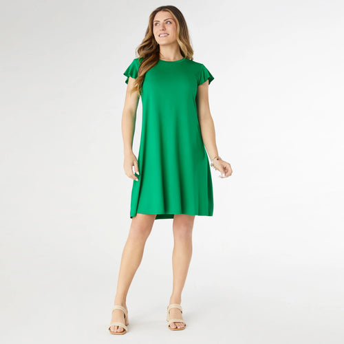 Francis Flutter Sleeve Dress - Shamrock Green