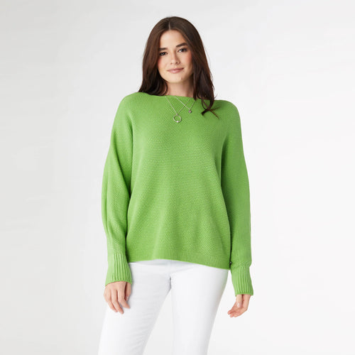 Relaxed Lattice Back Ciana Sweater - Cyber Lime