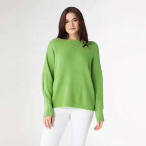 Relaxed Lattice Back Ciana Sweater - Cyber Lime