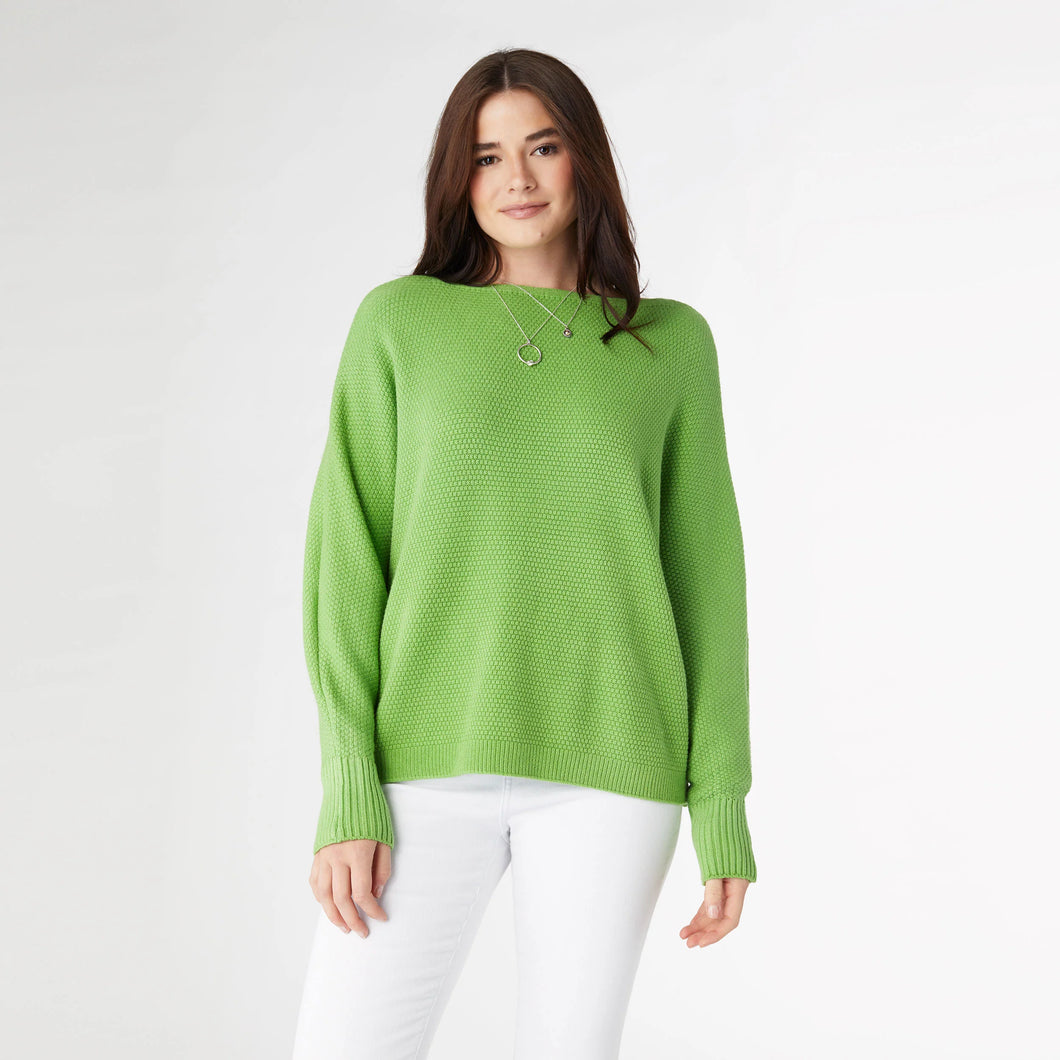 Relaxed Lattice Back Ciana Sweater - Cyber Lime