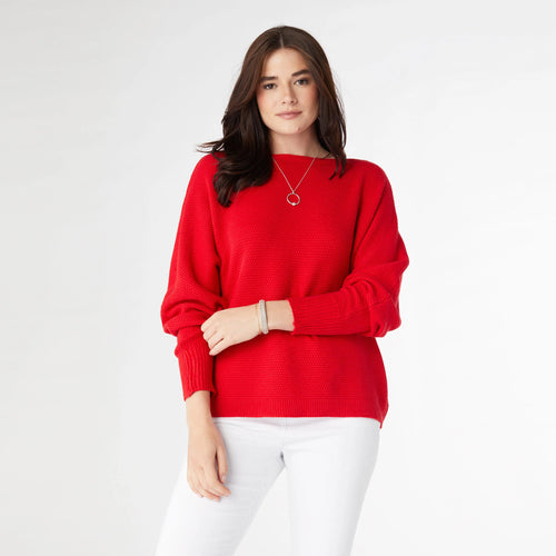 Relaxed Lattice Back Ciana Sweater - Tango Red