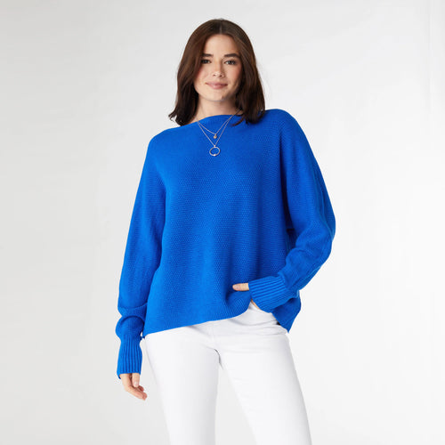 Relaxed Lattice Back Ciana Sweater - Royal Blue