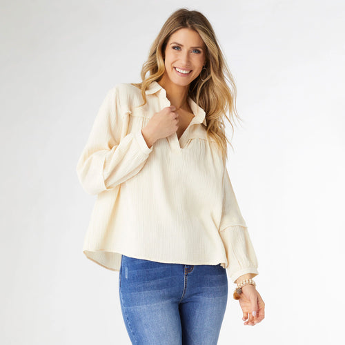 Kacey Soft Gauze Top - Buttercream