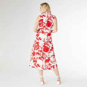 Francesca Floral Print Dress - Red & Cream