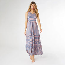 Load image into Gallery viewer, Janie Striped Tiered Maxi Dress - Pink &amp; Blue