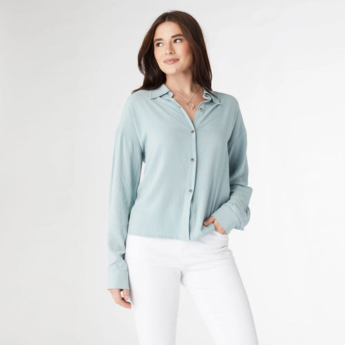 Sirine Soft Button Down Top - Mint Green