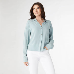 Sirine Soft Button Down Top - Mint Green