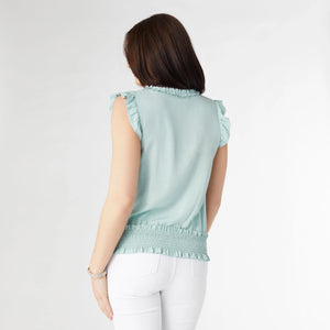 Winslet Cinched Waist Top - Sea Green