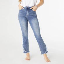 Load image into Gallery viewer, Everstretch Straight Leg Crossover Fringe Jeans - Medium Denim