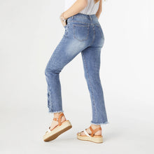 Load image into Gallery viewer, Everstretch Straight Leg Crossover Fringe Jeans - Medium Denim