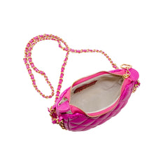 Load image into Gallery viewer, Classic Quilted Chain Wrapped Children&#39;s Hobo Bag - Hot Pink