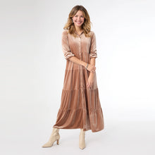 Load image into Gallery viewer, Romance Imagined Velour Dress - Apricot Buff
