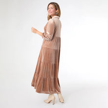 Load image into Gallery viewer, Romance Imagined Velour Dress - Apricot Buff