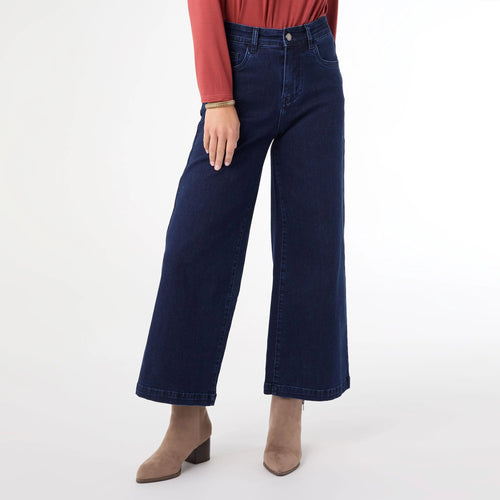 EverStretch Wide Leg Crop Jeans - Indigo Dark Denim